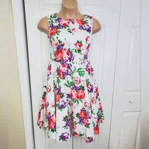 Grace Karin Women's Multi-Color Floral A-Line Sleeveless Dress ~ Size  XL  NWT